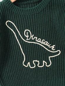 Loomiva 男婴卡通恐龙图案万圣节圆领长袖毛衣，秋冬季款 - 墨綠色 - 查看 4