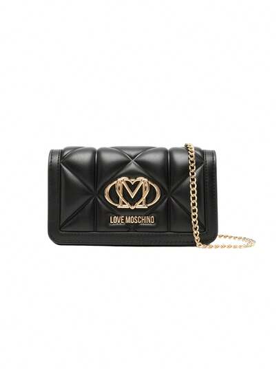 Love Moschino Embossed Quilt Mini Women's Crossbody Wallet Black