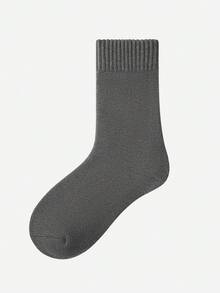 LUVLETTE زوج واحد/6 أزواج من الجوارب المبطنة بالحرارة للنساء، جوارب متوسطة الطول بتصميم محبوك ملون بسيط ومتعدد الاستخدامات للخروجات اليومية في الشتاء - متعدد الألوان - مشاهدة 9