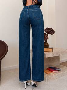 Bris Aura Quần Jeans Nữ Mùa Xuân & Hè Lãng mạn/Dạ hội/Trang trọng/Sinh nhật/Thập niên 90/Trang phục công sở thường ngày/Thanh lịch/Phong cách phương Tây/Đi chơi/Thời trang/Thường ngày/Y2k/Câu lạc bộ/Văn phòng/Cocktail/Cổ điển/Rave/Vui nhộn/Sang trọng/Quý tộc/Thời trang dạo phố/Kỳ nghỉ/Buổi hòa nhạc đồng quê/Công sở/Khiêm tốn/Nghỉ xuân/Độc thân/Buổi hòa nhạc/Baddie/Cơ bản/Tốt nghiệp/Quần Jeans ống đứng ống rộng cạp trễ màu xanh - Rửa tối - Xem 2