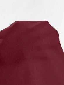 Sweetra Bộ đồ liền thân cổ tròn nhún bèo màu trơn dành cho nữ - Đỏ - Xem 7