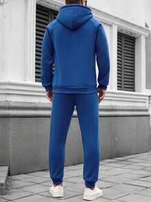 Manfinity Homme 男士侧条纹口袋抽绳连帽衫和运动裤休闲运动套装 男士运动套装 男士两件套 蓝色两件套 男士套装 蓝色男士慢跑服 男士两件套运动服 日常休闲、周末旅行、户外活动、探险旅行、轻松的工作环境或半正式场合、男友/丈夫礼物、周年纪念礼物、圣诞节服装 蓝色两件套 男士健身连帽衫 男士连帽衫和运动裤套装 男士两件套运动服 - 寶藍色 - 查看 2