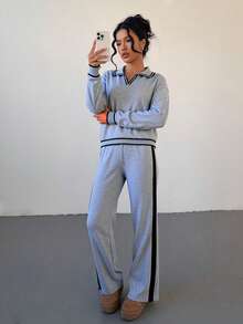 Women Two-Piece Outfits - 灰蘭 - 查看 2