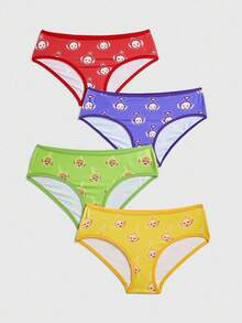 Teletubbies X ROMWE 4pcs Comfortable Funny Cartoon Pattern Briefs