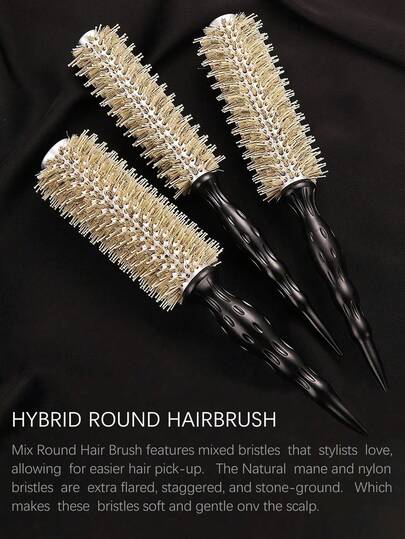 专业热风圆梳，适用于吹风造型 - 铝制梳身和尼龙梳齿。精准控温造型。三种尺寸可选。适用于理发店、美容院、旅行、返校季、度假等各种场合，是美发必备的理想之选。轻松梳理头发，解结利器。