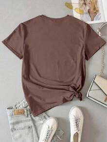 INAWLY Cat & Coffee Theme T-Shirt, Gift For Coffee Lovers, Gift For Cat Lovers, Minimalist Style, Suitable For Both Men And Women, Comfortable Color - Women's T-Shirt