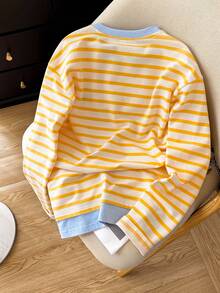 Resyla Plus Size Women Casual Striped Sausage Dog Embroidery Sweatshirt, Autumn/Winter