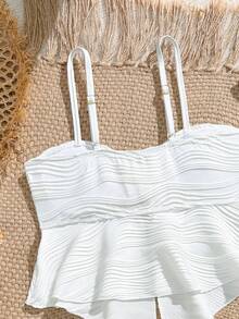 SHEIN Tween Girls Floral Print Spaghetti Strap Bikini 2-Piece Swimsuit, Spring/Summer Seashell Bathing Suit Swimsuits For Teen Girls White High Waist Swimsuit Set White Bikini Set Bathing Suit Sets 3 Piece Bikini Set Modest Bikini Set Girls Two Pieces Bathing Suit Beachwear For Tweens Two Pieces Set Swim Suites Two Pieces Longer Top Teens Tankini For Tweens Kids Tankini White High Waist Bikini Modest Bikini Set Petite Swimwear Bathing Suit Set Summer Two Piece White Swimsuit 2 Piece Bikini Set - White - View 4