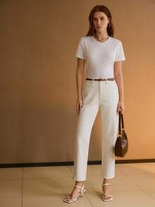 MOTF PREMIUM CLASSIC SLIM FIT TAPERED LEG JEANS WITHOUT BELT - Beige - View 1