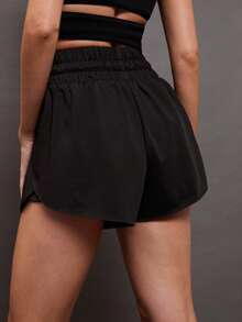 Activina Women's Solid Color Self-Tie Waist Pocket Loose Casual Shorts Sweater Shorts - Black - View 6