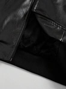 PAVTROS Plus Size Men's Street Style PU Embroidered Fleece Hoodie Jacket Fur Hoodie Men Letter Men Jacket Mens Plus Fur Men Jackets Zip Up Motorcycle Jacket - Black - View 6