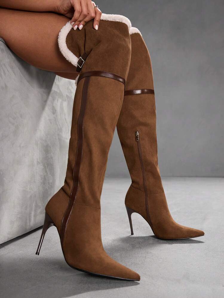 CUCCOO SZL Women's Fashion Pointed Toe Over-The-Knee High Heel Boots For Christmas