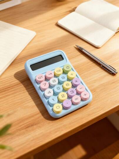 1개 사무실 계산기 높은 가치의 귀여운 디자인 학생 회계 컴퓨터 12자리 디스플레이 데스크탑 계산 도구