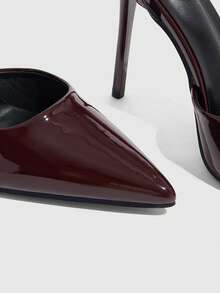 CUCCOO SZL Tacones altos de moda de color rojo vino con hebilla decorativa para mujer