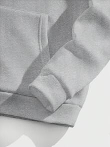 EASEVO Hoodie Sweatshirt Kasual Pria Ukuran Besar untuk Pemakaian Sehari-hari - Light Grey - View 5