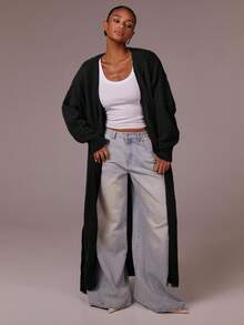 Athîral Cardigan long casual unicolore pour femmes, automne/hiver