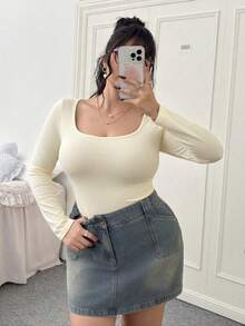 CovetEZ 加大码罗纹针织连体衣 春季服装