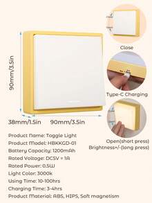 Teckwe Toggle Light, Button Night Light, Dimmable LED Mini Nightlight, On And Off Night Lamp For Hallway, Bedroom, Stairway, Birthday Gift - wood color - View 6