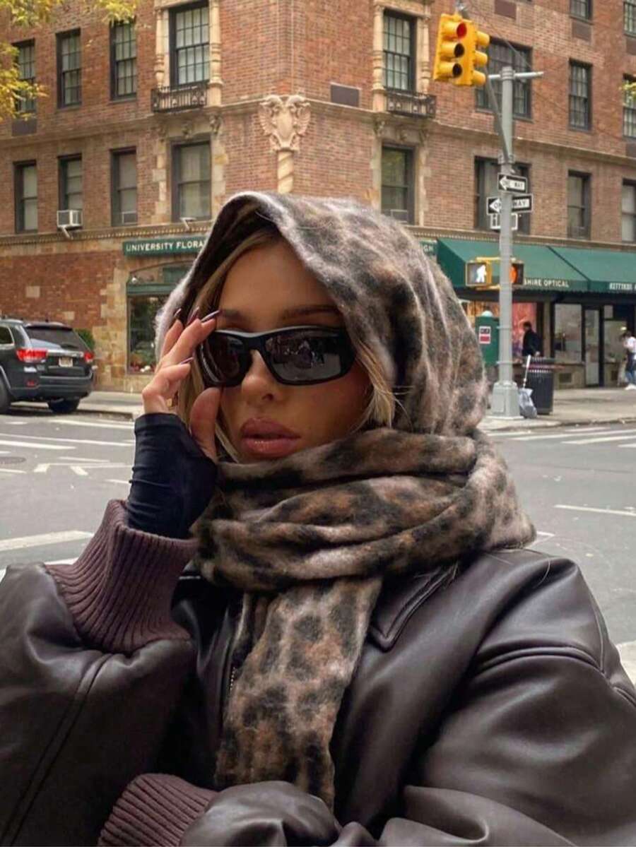 Joivida 1pc Piece Leopard Print Scarf, Winter Versatile Thickened Faux Cashmere Shawl & Neck Warmer 2-In-1,Valentine's Day And Christmas Gifts,Bring You Warmth In The Cold Winter.Valentine's Day Gift - Multicolor - View 1