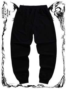Gym Rark Pantalones jogger casuales con estampado gráfico, cintura con cordón, diseño de patrón cómodo y transpirable, holgados para el gimnasio, pantalones de chándal - Negro - Ver 2