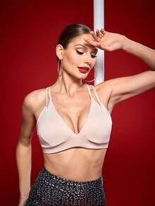 Menodora SHEIN Sport 女士纯色简约日常运动文胸 - 杏色 - 查看 4