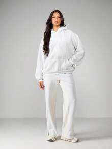 Missguided x Playboy Áo hoodie chui đầu cỡ lớn in nổi, mặc thường ngày dạo phố, tay dài, áo nỉ thoải mái mặc nhà mùa đông thu - Xám - Xem 3