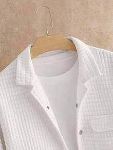 Manfinity VCAY Men's Casual Solid Color Long Sleeve Shirt And Pants Set - White - View 3