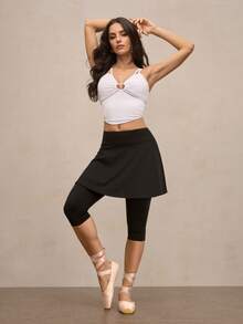 Activina Collant de balé básico e simples de cor sólida para mulheres - Branco - Ver 3