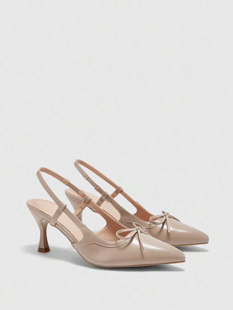 CUCCOO BIZCHIC Women's Pointed Toe Bow Decor Everyday Versatile Fashion High Heels For Christmas