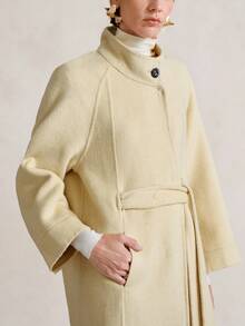 Aalyst Casaco Longo de Lã Mista com Gola Elevada e Botões, Elegante, Casual e de Luxo, Adequado para Festas, Halloween, Natal, Ano Novo, Ação de Graças, Outono/Inverno - Luz amarela - Visão 1