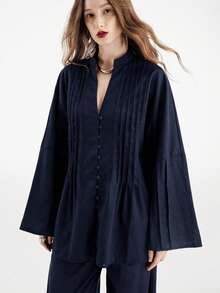 Aveloria Modichic Ensemble top à cordon de serrage vintage à la mode et pantalon large, décontracté et polyvalent