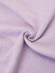 Loomlin Women Rib Knit With Round Neck Long Sleeve Shirt&Pants Homewear Comfort Lounge Pajama Set Purple Lounge Set Lavender Lounge Set Long Sleeve Lounge Set Comfy Pajama Set Purple Pajama Set - Lilac Purple - View 6