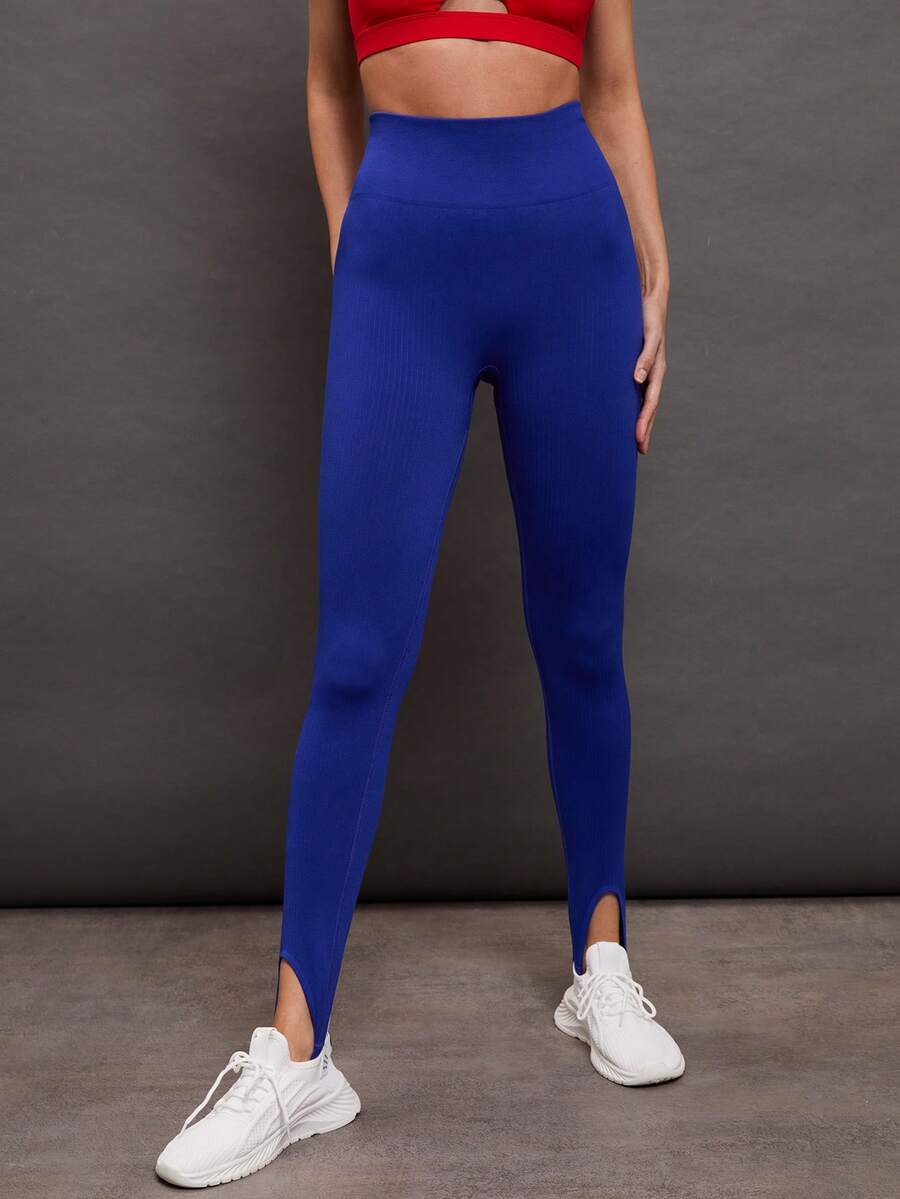 Activina Women's Solid Color Minimalist Seamless High Elasticity Sports Leggings, Everyday Wear - Navy Blue - View 1
