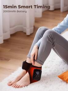 Teckwe 2 Pcs Cordless Ankle Heating Pad, Ankle Massager With Heat For Pain Relief, Heated Foot Brace Wrap With 3 Temperature Levels And 3 Vibration Modes For Men And Women, Portable Design - Black - View 2