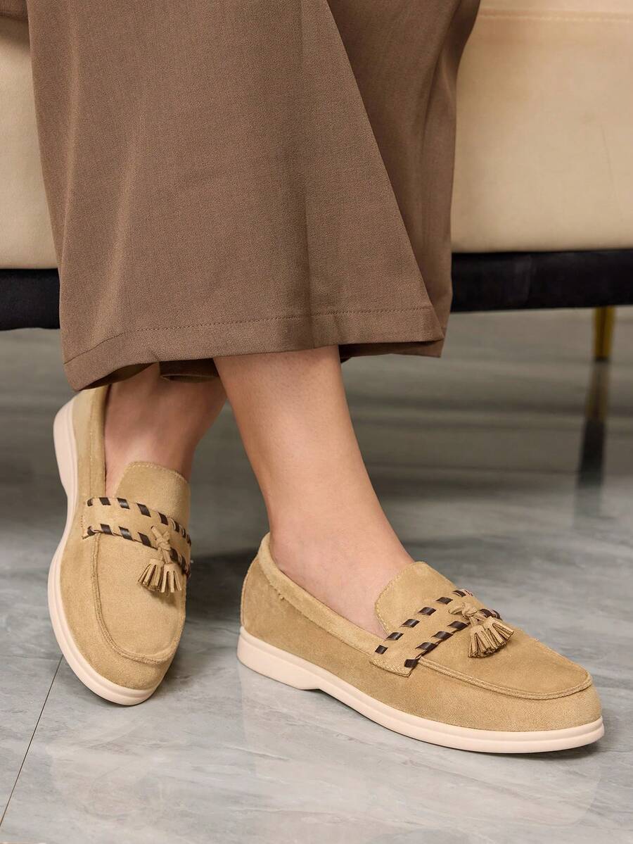 Sleekvia Women's Casual Comfortable Loafers For Christmas - Khaki - View 1