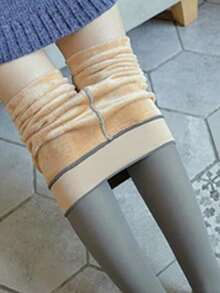 Women Leggings - black + brown + gray. - View 7