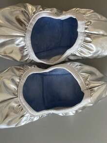 Mujer Zapatos de Ballet Metálicos Punta redonda Piso Estilo Clásico para Danza Escenario - Plateado - Ver 2