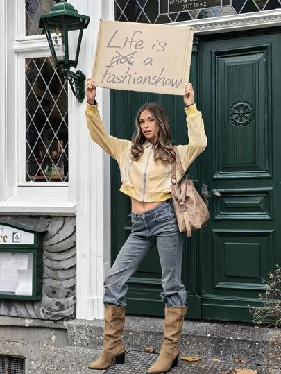 SHEIN Unity Áo khoác da PU cổ bẻ tay dài màu trơn thanh lịch, giản dị dành cho nữ, thu/đông