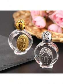 1PC Holy Water Jesus Bottle Cross Bottle Christian Virgin Sculpture Bottle Holy Water Bottle,Portable Rose Crystal Glass Alloy Relief Water Bottle Container Decoration - Multicolor - View 6