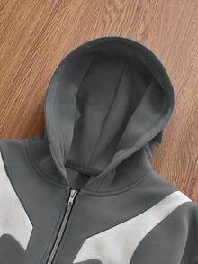 EASEVO Plus Size Men's Casual Contrast Color Block Hoodie Sweatshirt, Autumn/Winter - Multicolor - View 3