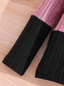 Elladie kids Setelan Kaos Lengan Panjang dan Celana Rajut Bergaris Warna-warni Kasual untuk Anak Perempuan, Musim Gugur/Semi - MultiWarna - View 6