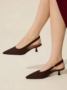 CUCCOO BASICS Women's Elegant Pointed Toe Pumps For Commuting For Christmas - Coffee Brown - View 6