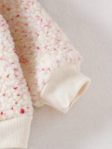 SHEIN 2件套女婴秋冬蓬松针织长袖上衣+粉色针织裤休闲套装 - 藍色 - 查看 4