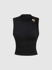 Sweetra Women's Ruched Fitted Summer Top - Multicolor - View 4