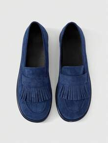 Sleekvia 女士休闲通勤平底鞋，带流苏设计 - 藍色 - 查看 2