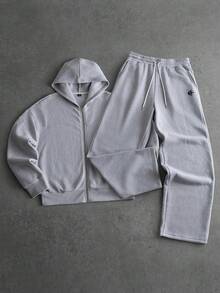 PAVTROS 男士休闲长袖连帽衫和裤子套装