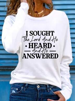 EMERY ROSE I Sought The Lord T-Shirt - Religious Top With Bold "I Sought The Lord" Print, Soft Breathable Fabric, Comfortable Casual Long Sleeve Top (Available In Multiple Sizes) - Inspirational Verse Gift