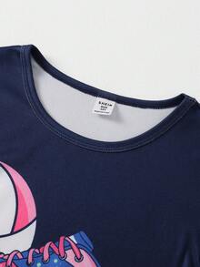 4pcs/Set Boys' Casual Minimalist Long Sleeve Snug Fit Pajama Set, Soft & Comfortable Home Wear, Football Pattern, Winter Matching Pajama Set Lilo And Stich Tween Lounge Set Dinosaur - Multicolor - View 4