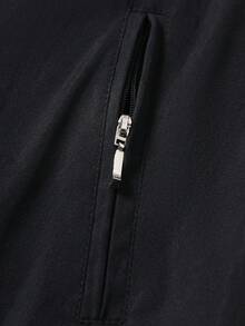 STYNVO 男士休闲时尚街头风日常通勤简约纯色拉链衬衫，春秋季 - 黑色 - 查看 5