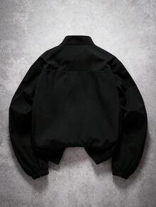 PAVTROS 男士休闲时尚街头通勤反光撞色滚边拉链夹克，春秋季 - 黑色 - 查看 2